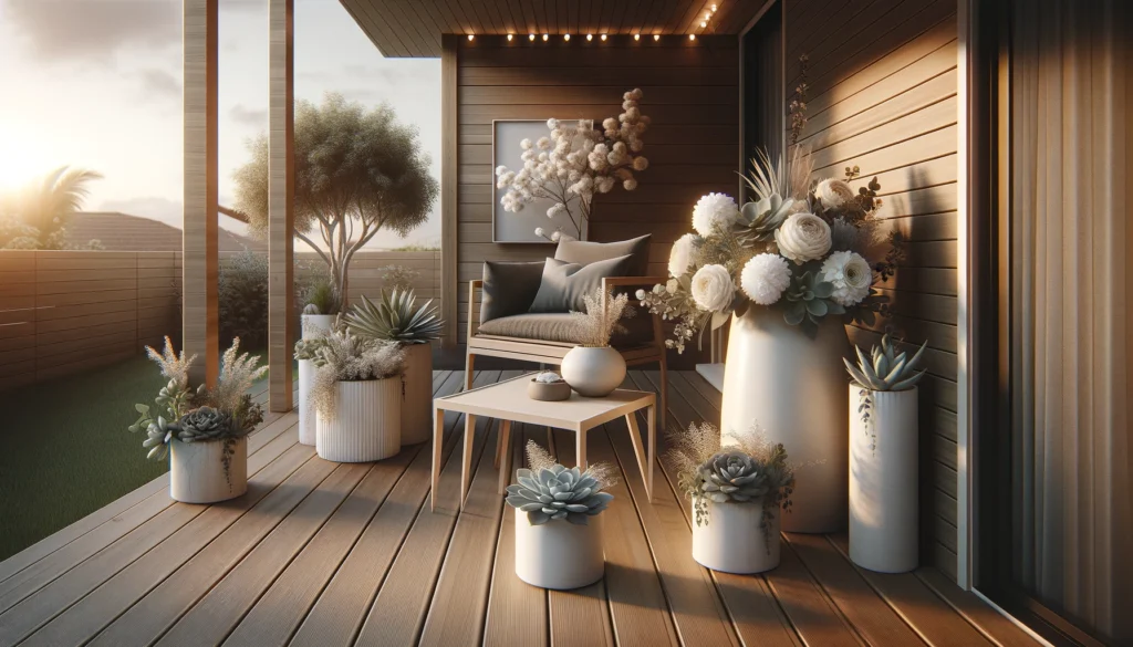 A Pretty Wooden Porch with Flowers