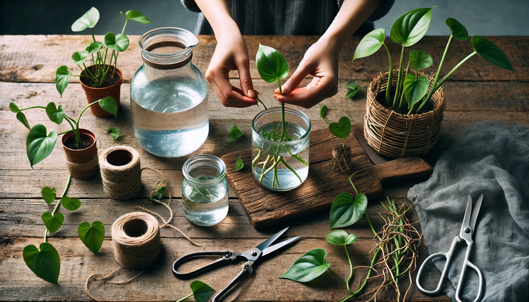 Le Pothos dans l’Eau sans Substrat